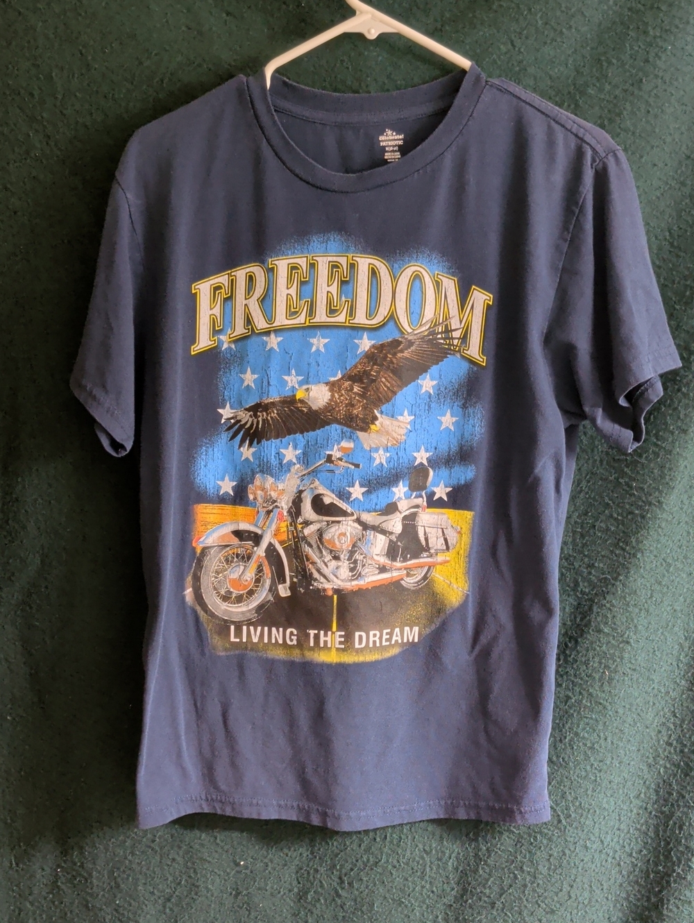 Unbranded Navy Blue "Freedom" Graphic Tee with Eagle & Motorcycle